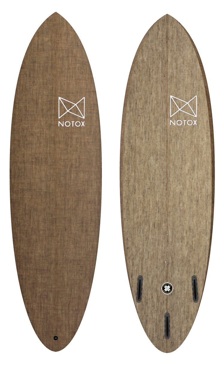 Eco-friendly Notox hybrid surfboard in greenone linen Boumga model