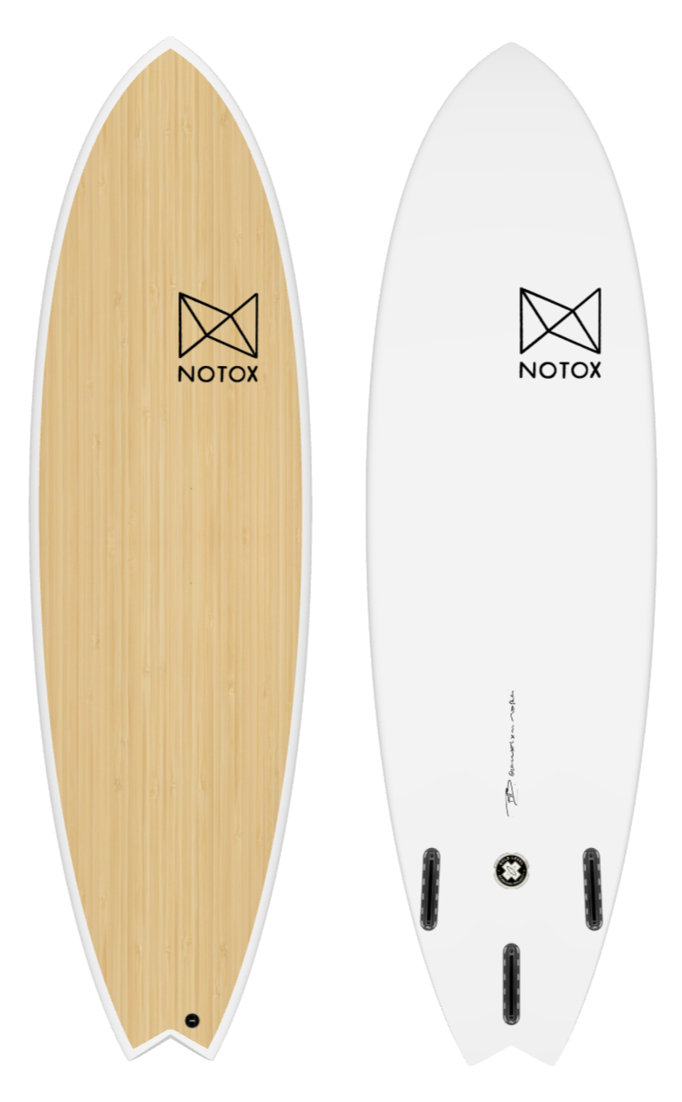Planche de surf hybride Notox écologique  en bambou greenflex modèle Bullfish