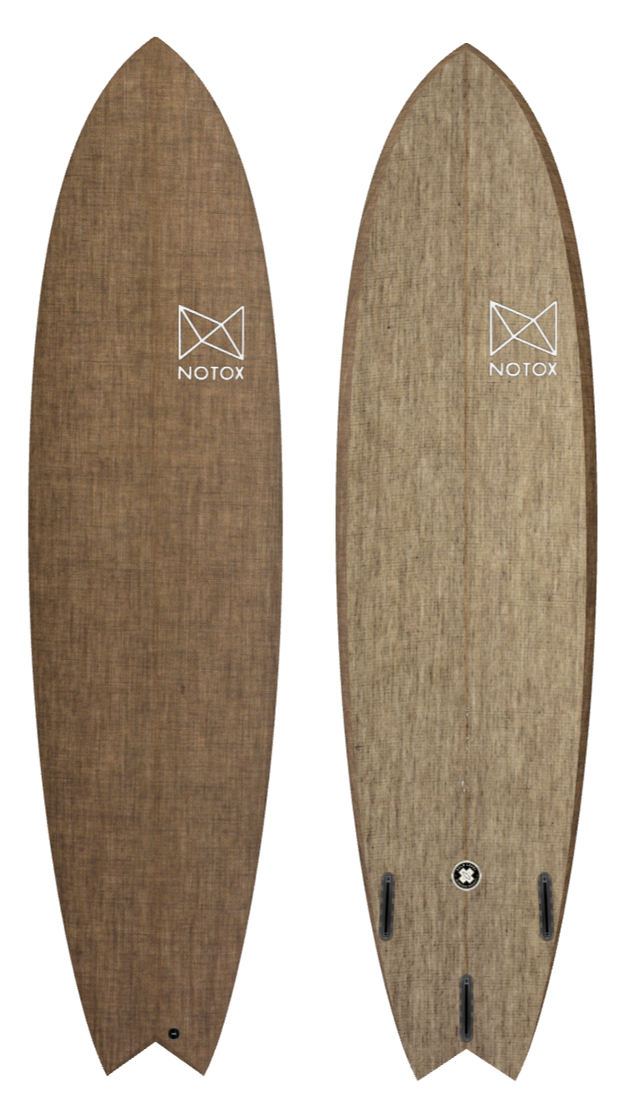 Ecological Notox evolutionary surfboard in greenone linen, longfish model