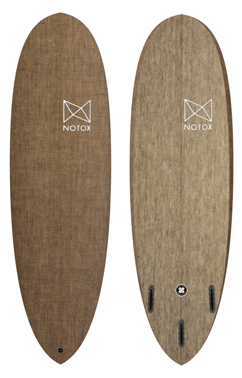 Eco-friendly Notox hybrid surfboard in greenone linen mini pinegg model