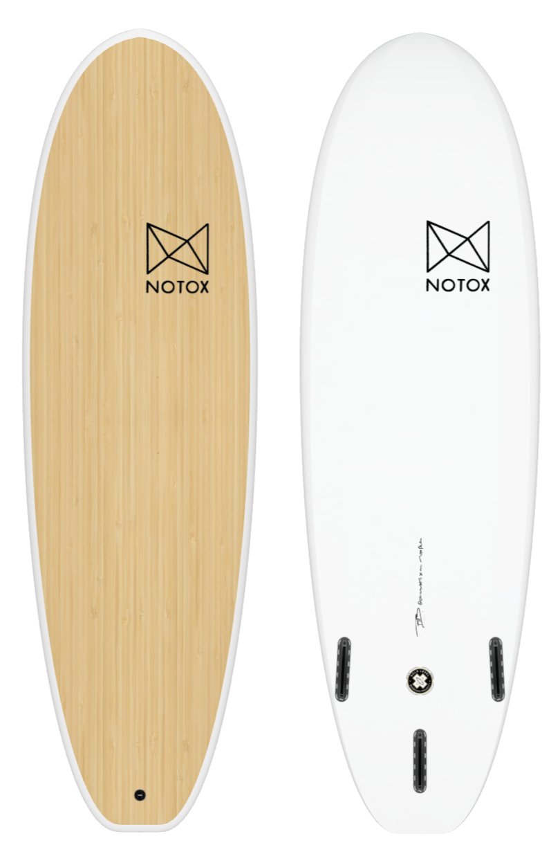 Planche de surf hybride Notox écologique en bambou greenflex modèle Minimuffin