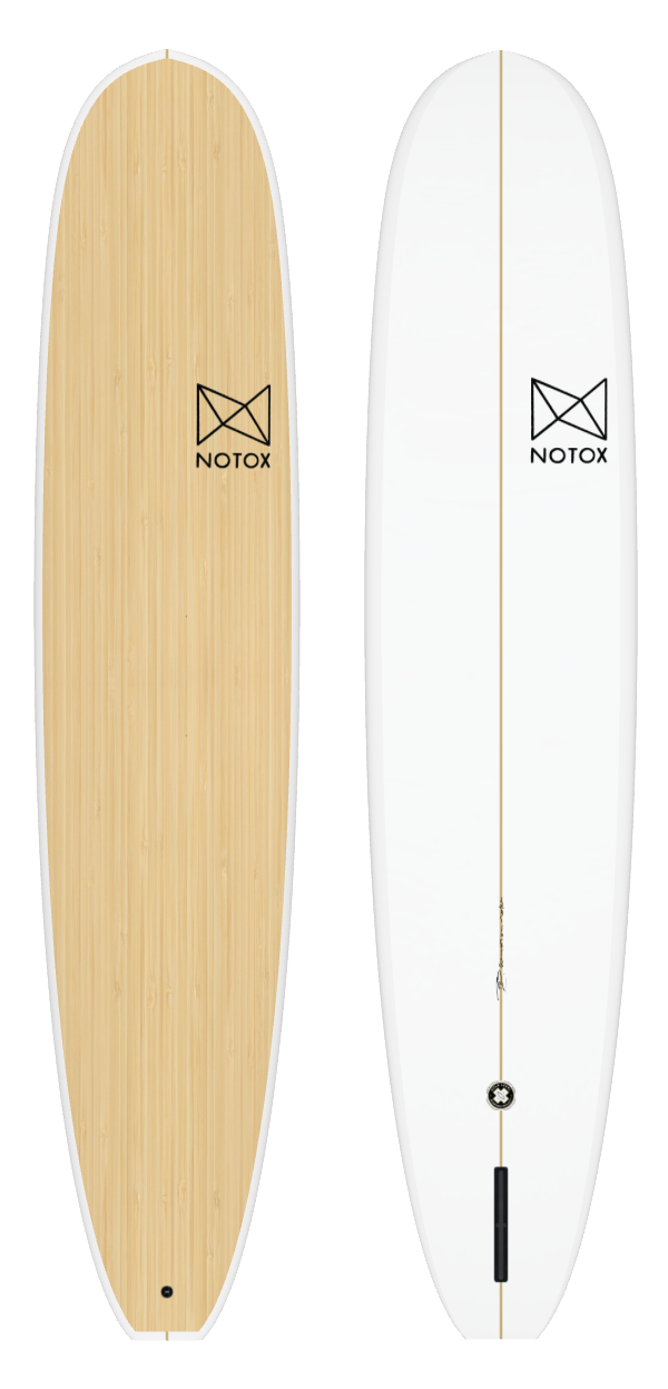 Eco-friendly Notox longboard surfboard in greenflex bamboo neoclassic model