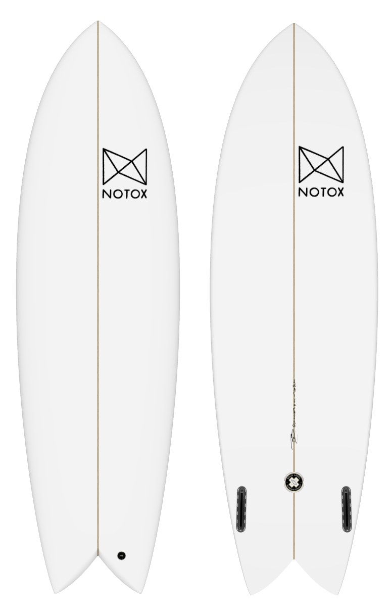 Eco-friendly Notox hybrid surfboard in recycled eps neotwin fish model