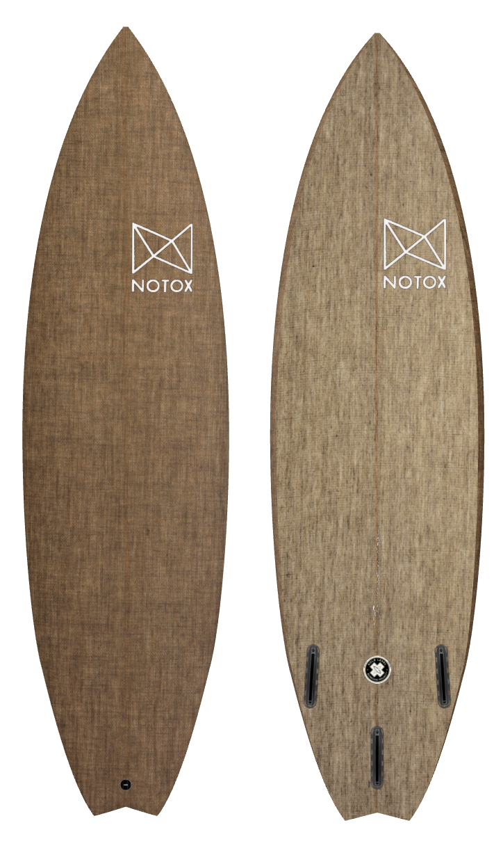 Eco-friendly Notox performance surfboard in greenone linen model Nshape