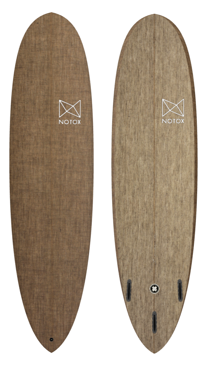 Ecological Notox evolutionary surfboard in greenone linen, pinegg mini longboard model