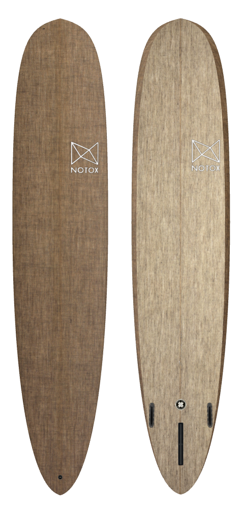 Eco-friendly Notox longboard surfboard in greenone linen, promodel model