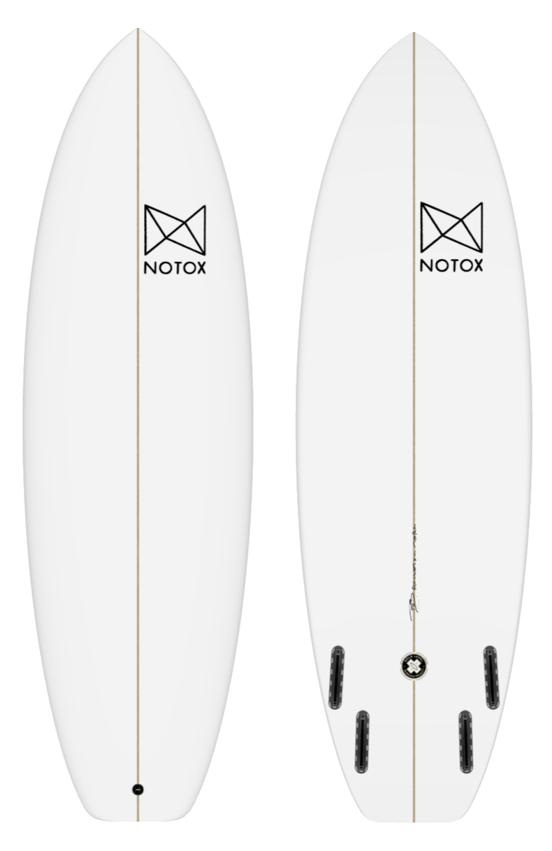 Eco-friendly Notox hybrid surfboard in recycled eps model quadfish