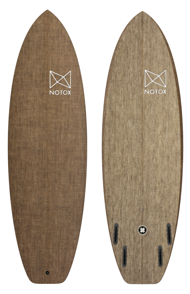 Planche de surf hybride Notox écologique en lin greenone modèle quadfish